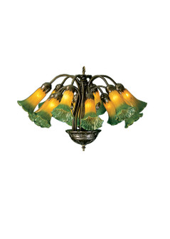Amber/Green Pond Lily 12 Light Chandelier in Mahogany Bronze (57|15997)