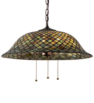 Tiffany Fishscale Three Light Pendant in Mahogany Bronze (57|153229)