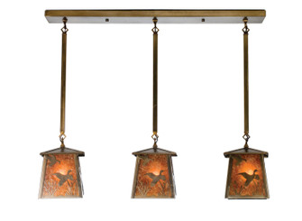 Ducks In Flight Three Light Island Pendant in Antique Copper (57|15288)