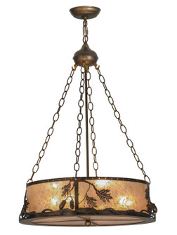 Oak Leaf & Acorn Eight Light Inverted Pendant in Antique Copper (57|148888)