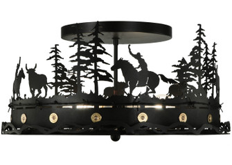 Cowboy & Steer Four Light Flushmount in Black Metal (57|136277)