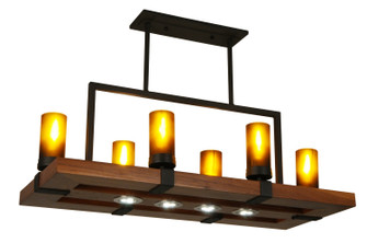 Grand Terrace Ten Light Oblong Pendant in Natural Wood,Wrought Iron (57|133419)