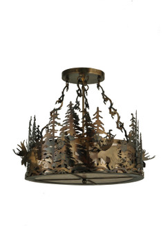 Moose At Dusk Four Light Inverted Pendant in Antique Copper,Burnished Copper (57|132697)