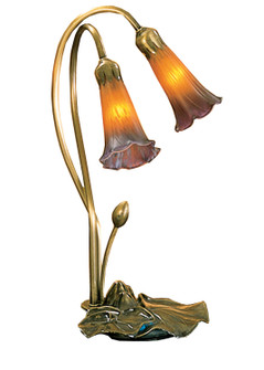 Amber/Purple Pond Lily Two Light Accent Lamp in Mahogany Bronze (57|13008)