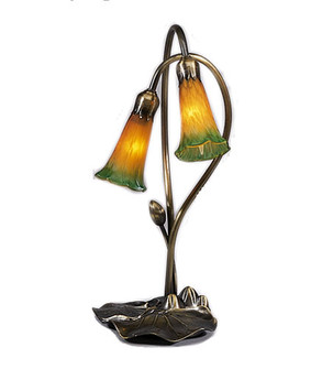 Amber/Green Pond Lily Two Light Accent Lamp in Mahogany Bronze (57|12939)