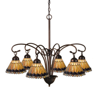 Tiffany Jeweled Peacock Six Light Chandelier in Brushed Nickel (57|12271)