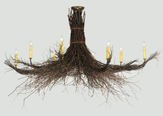 Twigs Eight Light Pendant in Antique Copper,Natural Wood (57|122112)