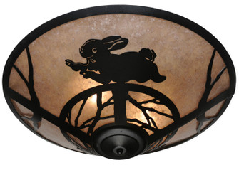 Rabbit On The Loose Three Light Flushmount in Black Metal (57|110551)