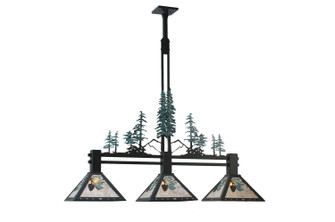 Winter Pine Three Light Island Pendant in Black/Green/Silver Mica (57|108987)