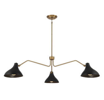 Three Light Pendant in Matte Black with Natural Brass (446|M7019MBKNB)