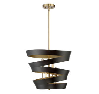 Mpend Four Light Pendant in Matte Black with Gold (446|M70009-46)