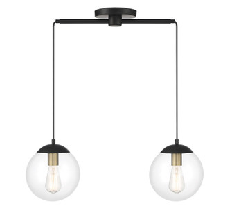 Two Light Chandelier in Matte Black with Natural Brass (446|M100110MBKNB)