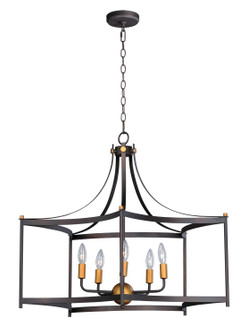 Wellington Five Light Pendant in Oil Rubbed Bronze / Antique Brass (16|13595OIAB)