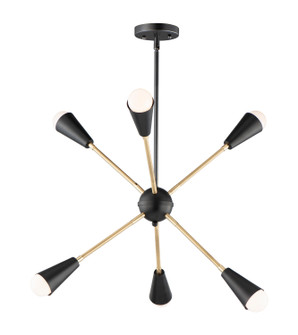 Lovell Six Light Pendant in Black / Satin Brass (16|11266BKSBR)