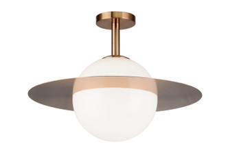 Saturn One Light Flush Mount in Aged Gold Brass / Opal Glass (423|X60411AGOP)