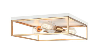 Clarke Three Light Flush Mount in White / Aged Gold Brass (423|M15543WHAG)