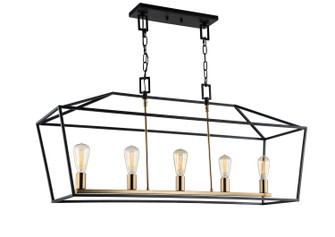 Scatola Five Light Chandelier in Rusty Black & Aged Gold Brass Accents (423|C61715RB)