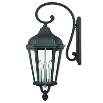 Morgan Three Light Outdoor Wall Lantern in Textured Black w/ Antique Silver Cluster (107|76192-14)