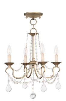 Pennington Four Light Mini Chandelier/Ceiling Mount in Hand Applied Antique Silver Leaf (107|6514-73)