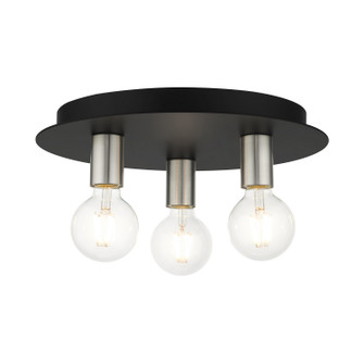 Hillview Three Light Flush Mount in Black w/ Brushed Nickels (107|45873-04)