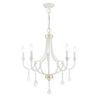 Glendale Five Light Chandelier in White w/ Polished Brasss (107|41275-03)