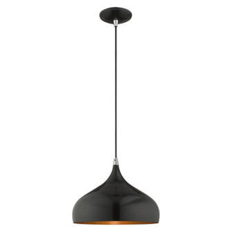 Amador One Light Mini Pendant in Shiny Black w/ Polished Chromes (107|41172-68)