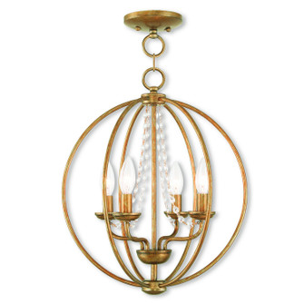 Arabella Four Light Mini Chandelier/Ceiling Mount in Antique Gold Leaf (107|40914-48)