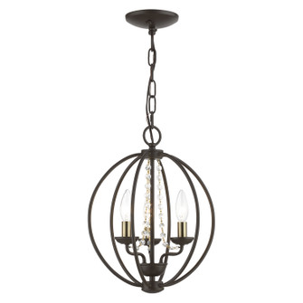 Arabella Three Light Convertible Mini Chandelier/ Semi-Flush in Bronze w/Antique Brass Finish Candles (107|40913-07)