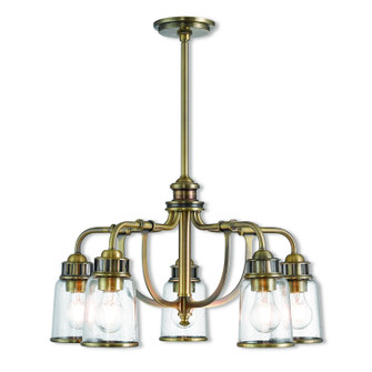 Aria Five Light Chandelier in Antique Brass