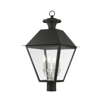 Wentworth Four Light Outdoor Post Top Lantern in Black w/ Brushed Nickel Cluster (107|27223-04)