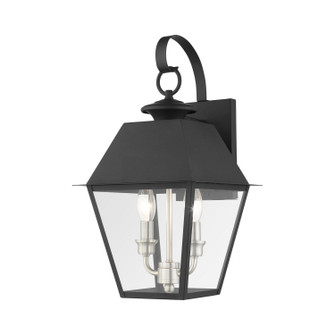 Wentworth Two Light Outdoor Wall Lantern in Black w/ Brushed Nickel Cluster (107|27215-04)