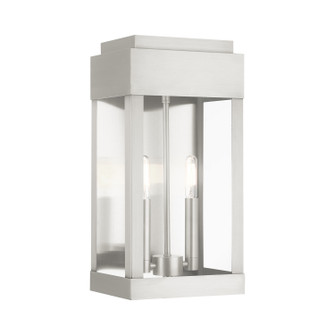 York Two Light Outdoor Wall Lantern in Brushed Nickel w/ Brushed Nickel Stainless Steel (107|21235-91)