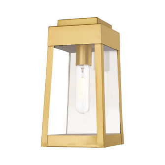 Oslo One Light Outdoor Wall Lantern in Satin Brass w/ Polished Chrome Stainless Steel (107|20852-12)