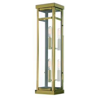 Hopewell Two Light Outdoor Wall Lantern in Antique Brass w/ Polished Chrome Stainless Steel (107|20706-01)