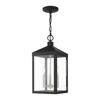 Nyack Three Light Outdoor Pendant in Black w/ Brushed Nickel Cluster (107|20593-04)
