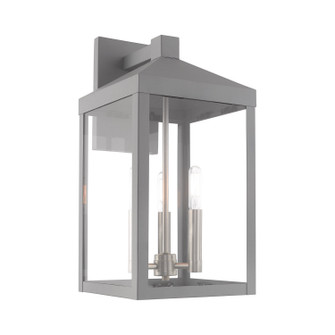 Nyack Three Light Outdoor Wall Lantern in Nordic Gray w/ Brushed Nickels (107|20584-80)
