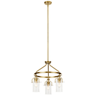 Everett Three Light Chandelier in Brushed Brass (12|52377NBR)