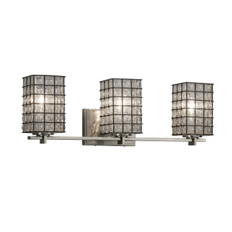 Wire Glass Three Light Bath Bar in Brushed Nickel (102|WGL-8443-15-GRCB-NCKL)