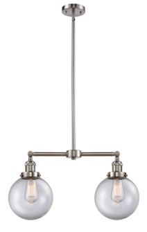 Franklin Restoration Two Light Island Pendant in Brushed Satin Nickel (405|209-SN-G202-8)