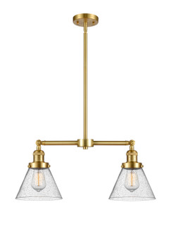 Franklin Restoration Two Light Island Pendant in Satin Gold (405|209-SG-G44)