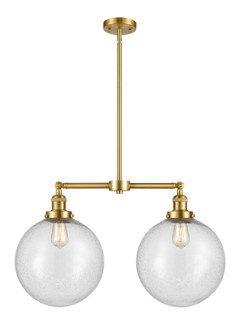 Franklin Restoration Two Light Island Pendant in Satin Gold (405|209-SG-G204-12)