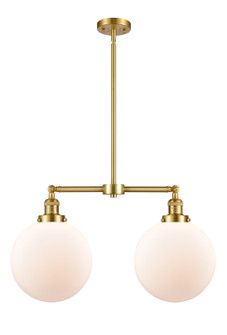 Franklin Restoration Two Light Island Pendant in Satin Gold (405|209-SG-G201-10)