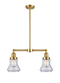 Franklin Restoration Two Light Island Pendant in Satin Gold (405|209-SG-G192)