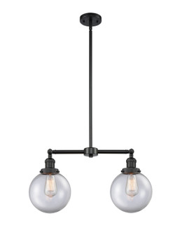 Franklin Restoration Two Light Island Pendant in Matte Black (405|209-BK-G202-8)