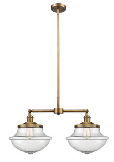 Franklin Restoration Two Light Island Pendant in Brushed Brass (405|209-BB-G544)