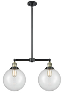 Franklin Restoration Two Light Island Pendant in Black Antique Brass (405|209-BAB-G202-10)