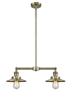 Franklin Restoration Two Light Island Pendant in Antique Brass (405|209-AB-M4AB)