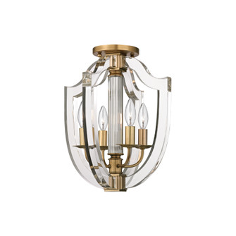 Arietta Four Light Semi Flush Mount in Aged Brass (70|6500-AGB)