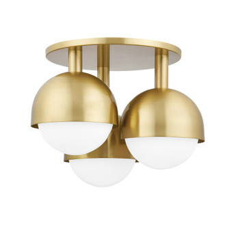 Foster Three Light Semi Flush Mount in Aged Brass (70|1203-AGB)