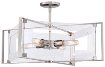 Crystal Clear Four Light Convertible Semi Flush / Pendant in Polished Nickel (42|P1403-613)